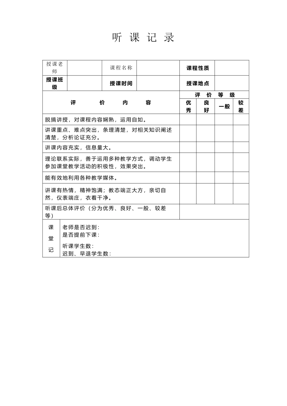 听课记录表格范文_第2页