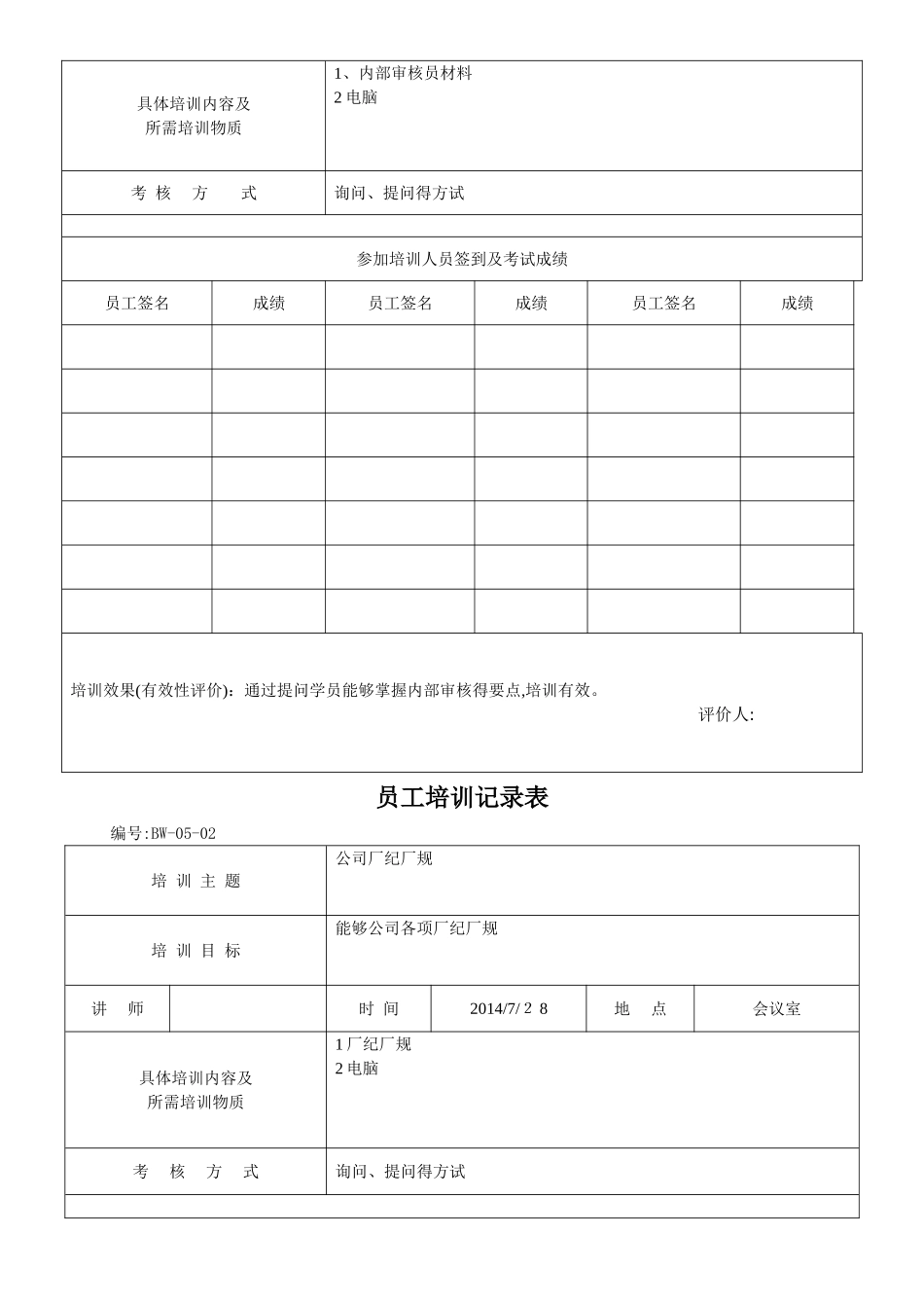 员工培训记录表_第3页