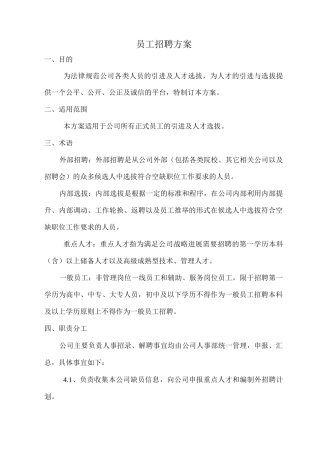 员工招聘方案