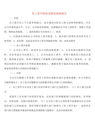 员工晋升制度及薪资福利报告