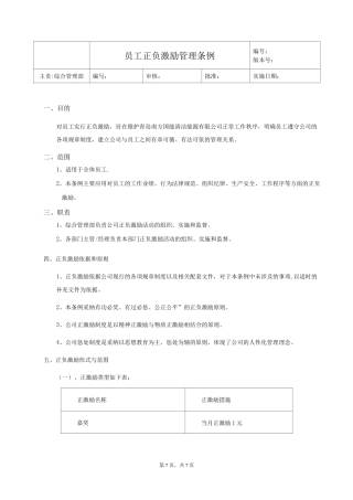 员工正负激励管理条例