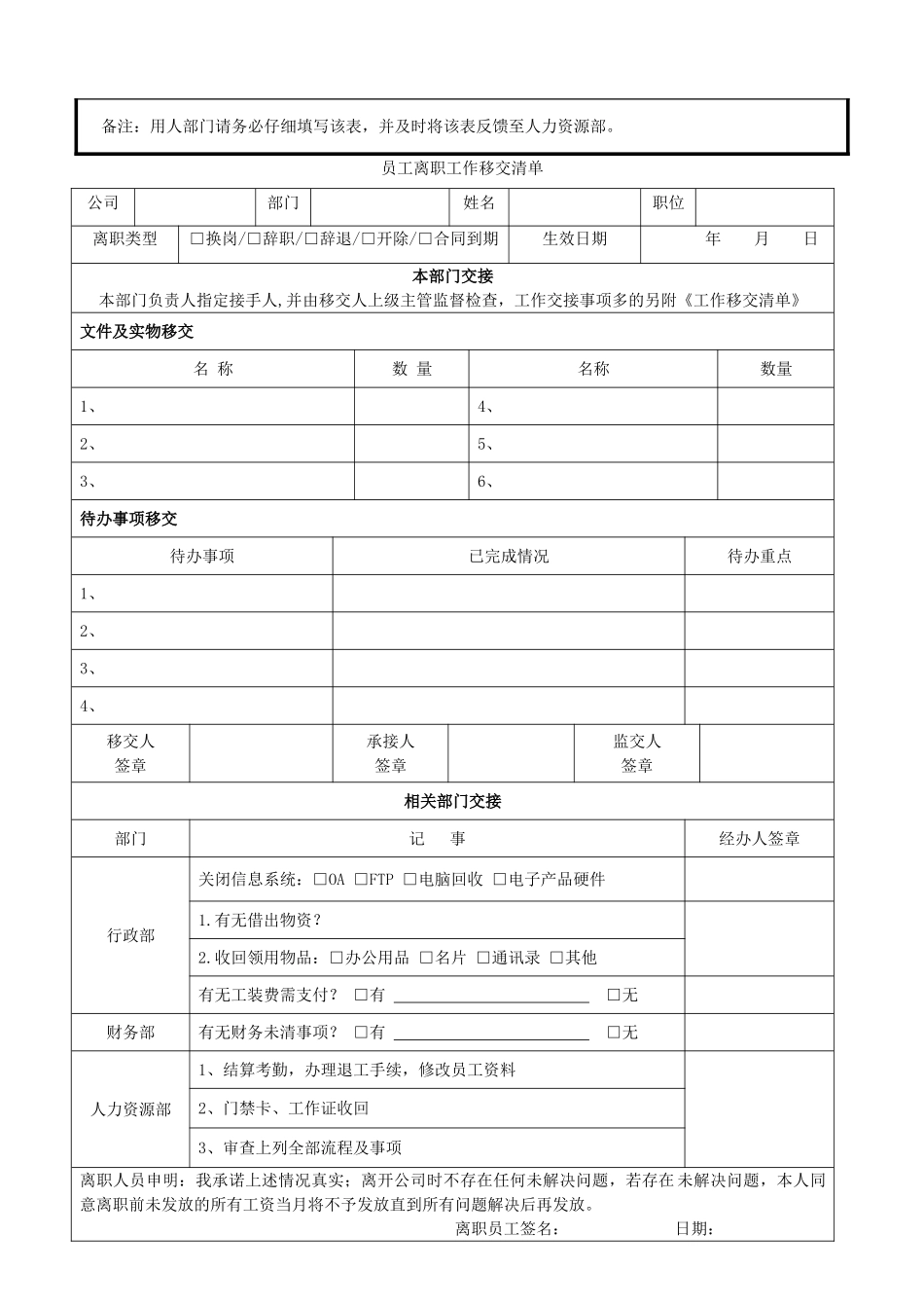 员工离职申请表_第2页
