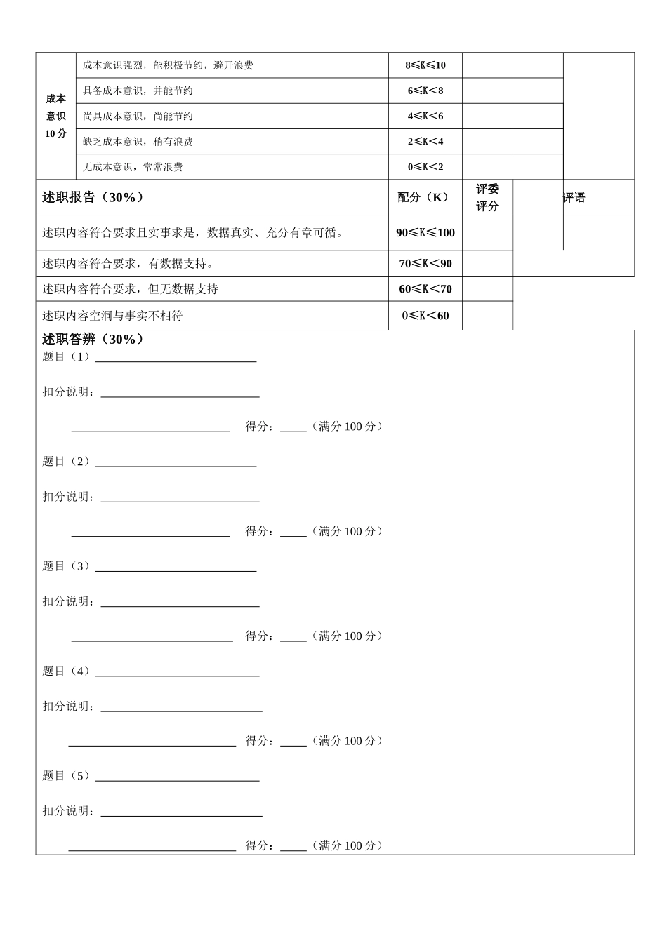 员工述职报告评价表_第2页