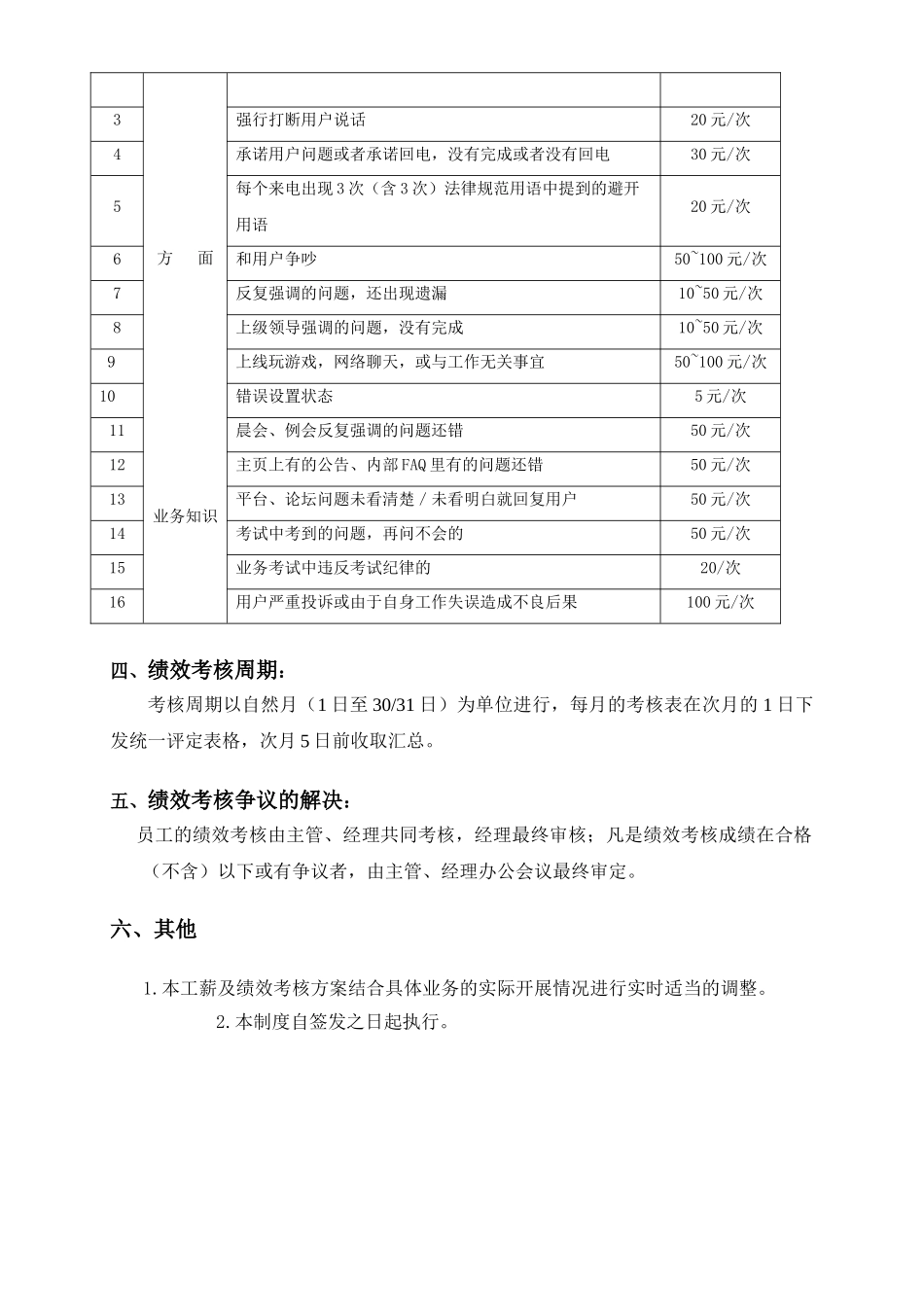 呼叫中心绩效考核方案_第3页