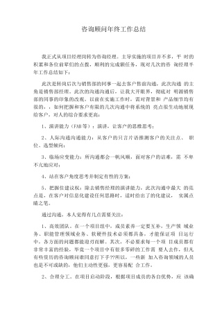 咨询顾问终工作总结