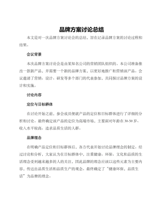 品牌方案讨论总结