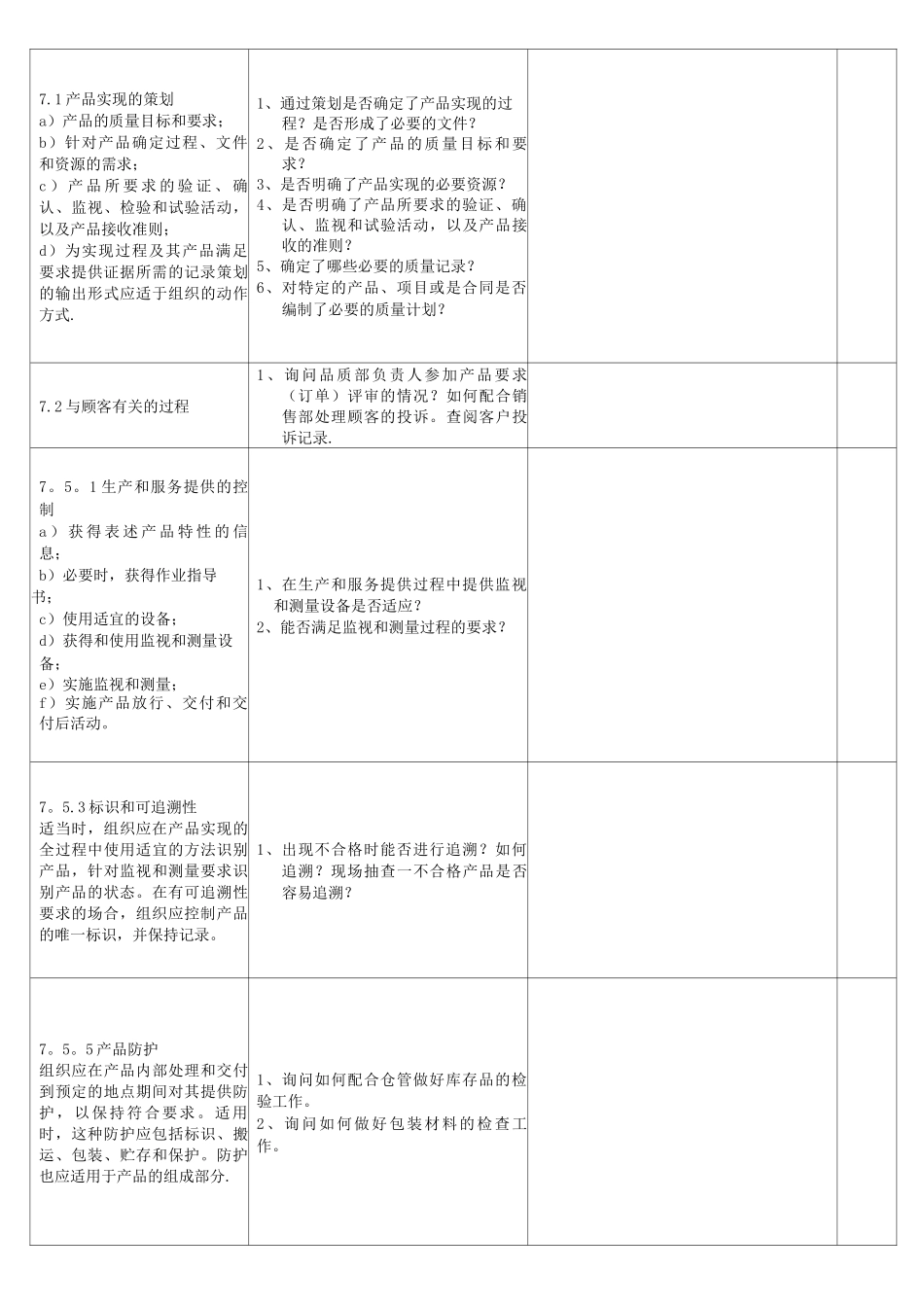 品质部内审检查表_第3页