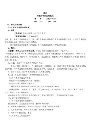 唐代文学史知识点整理