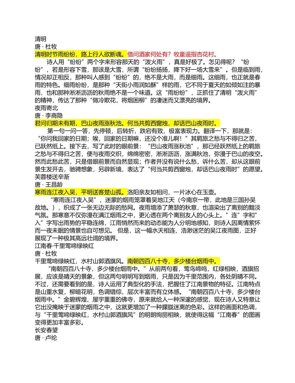 唐诗中“雨”的相关诗句_第2页