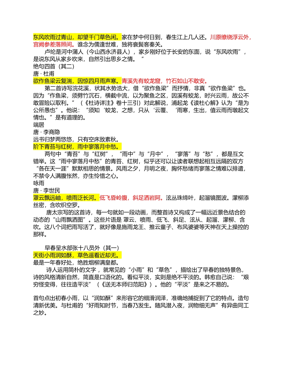 唐诗中“雨”的相关诗句_第3页
