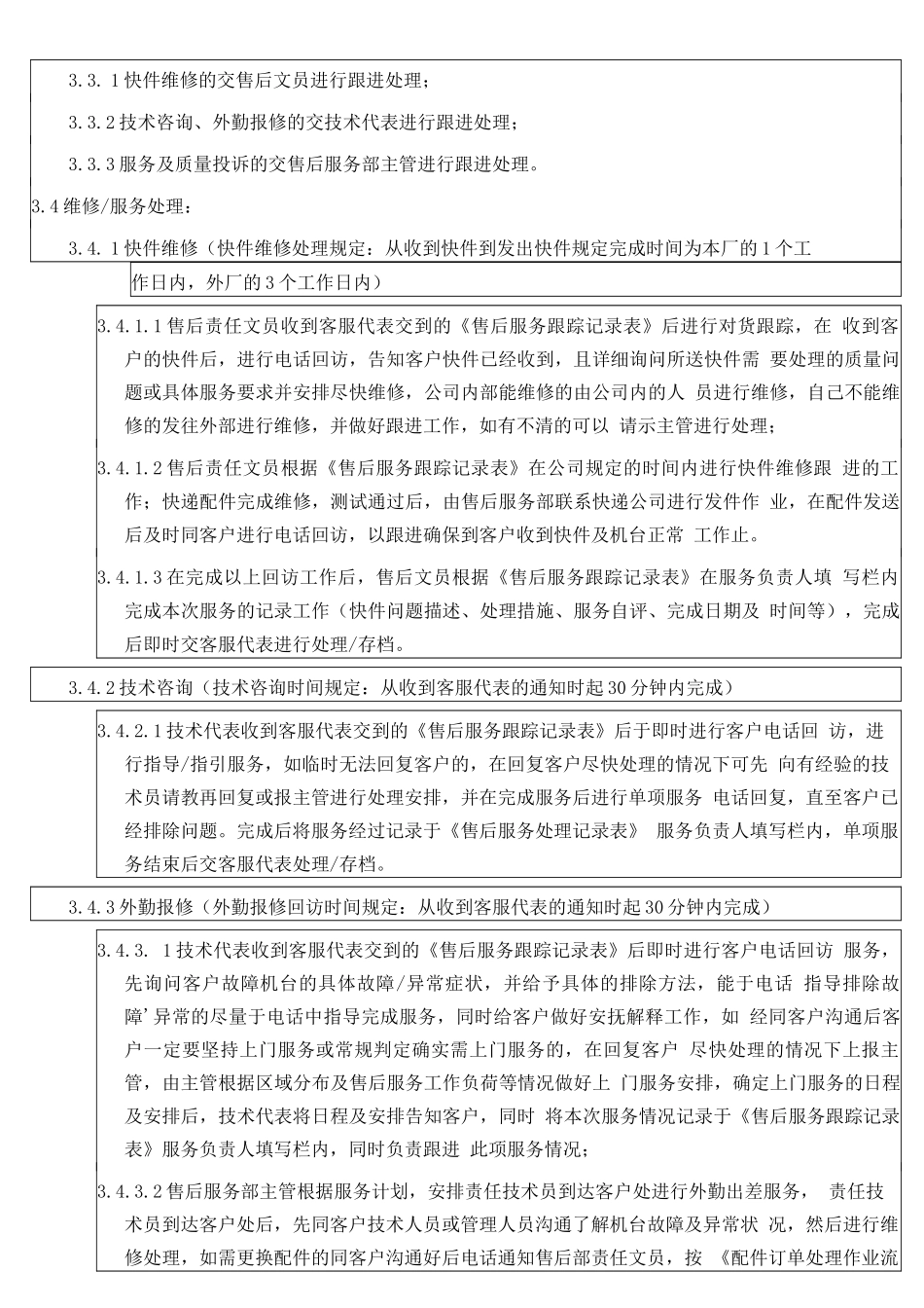 售后服务作业流程及管理办法_第3页