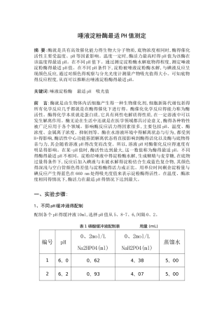 唾液淀粉酶最适ph值测定