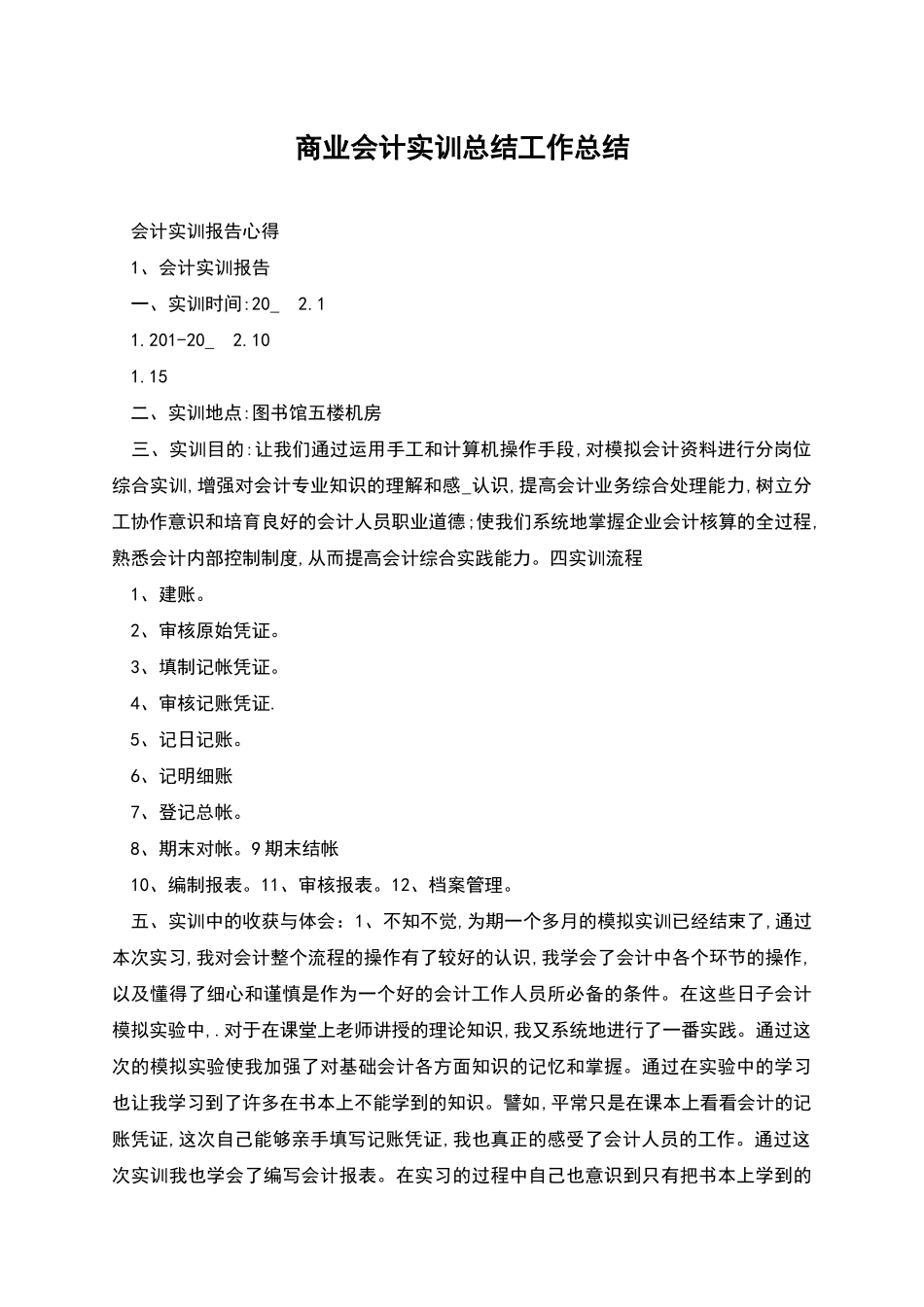 商业会计实训总结工作总结_第1页