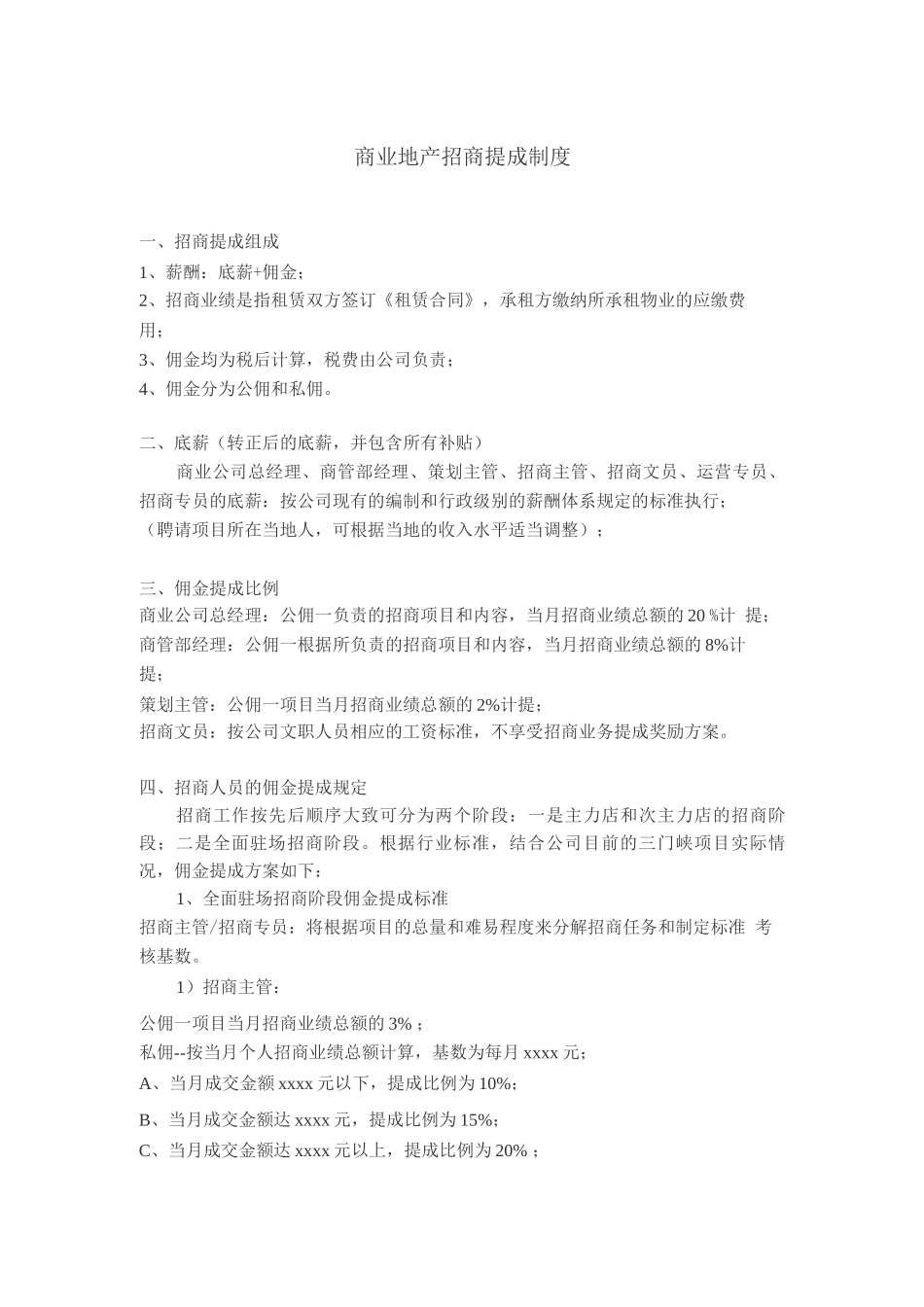商业地产招商提成制度_第1页
