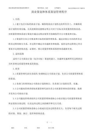 商业策划和体系策划管理程序