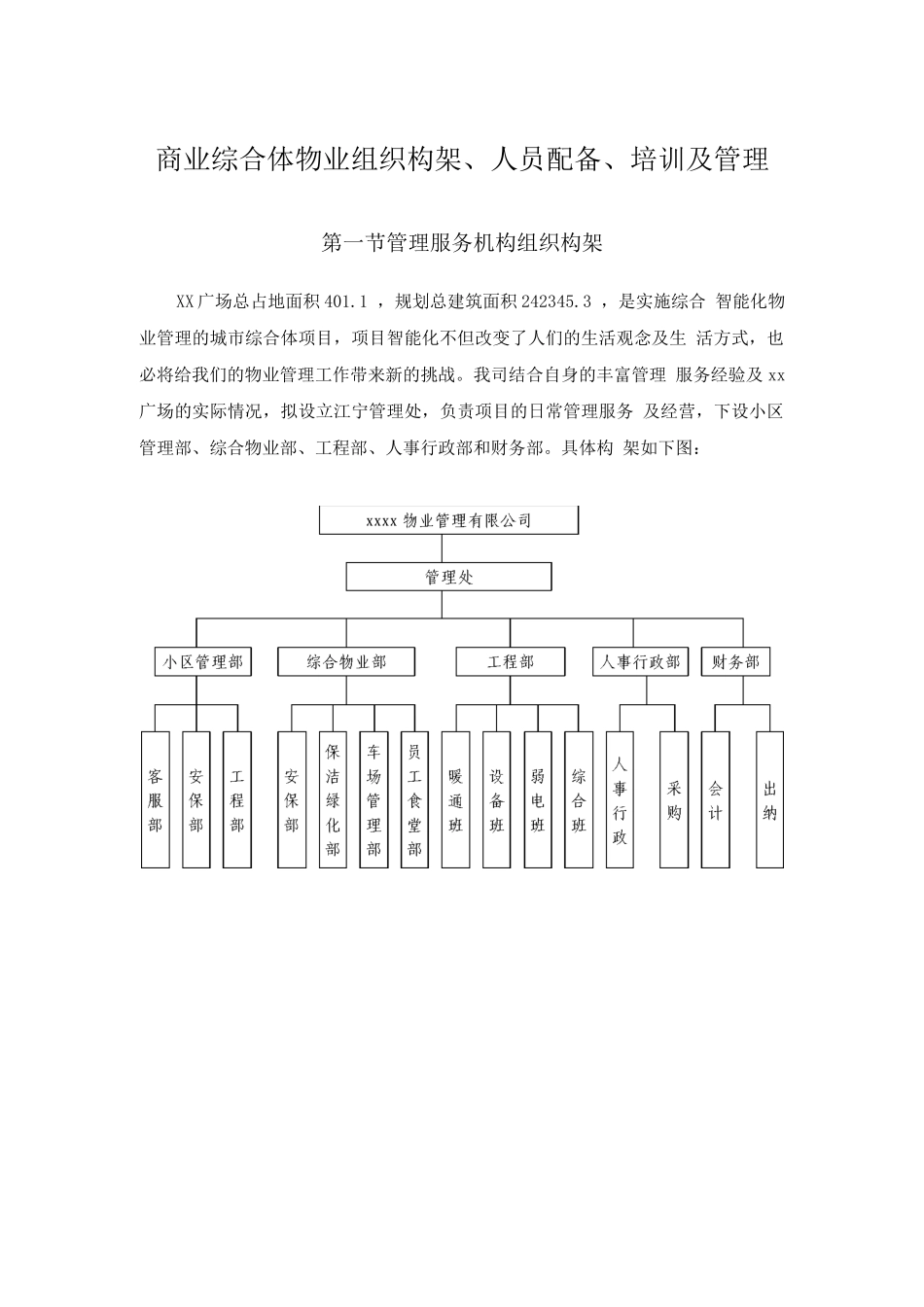 商业综合体物业组织构架、人员配备、培训及管理_第1页