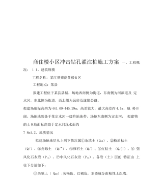 商住楼小区冲击钻孔灌注桩施工方案