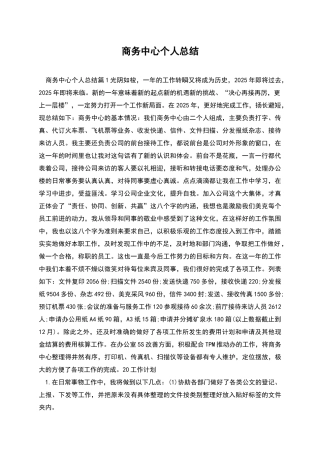 商务中心个人总结