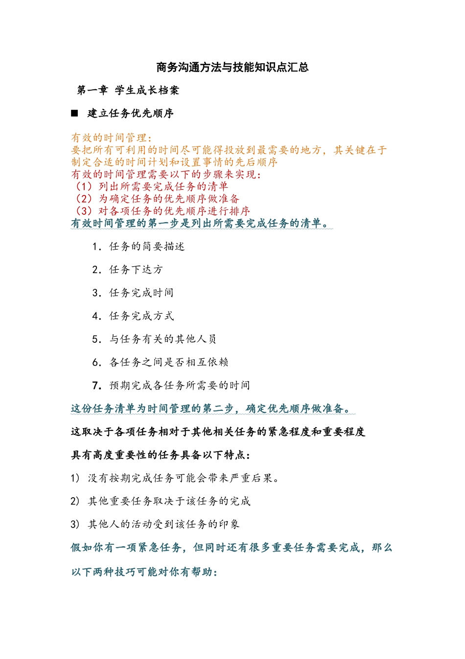 商务沟通方法与技能复习_第1页