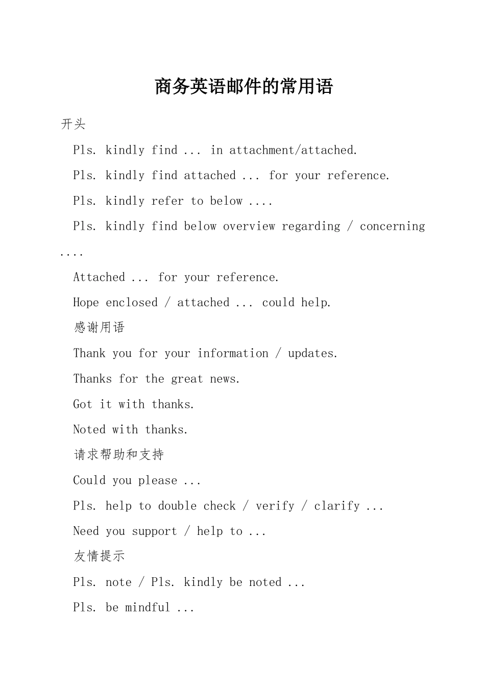 商务英语邮件的常用语_第1页