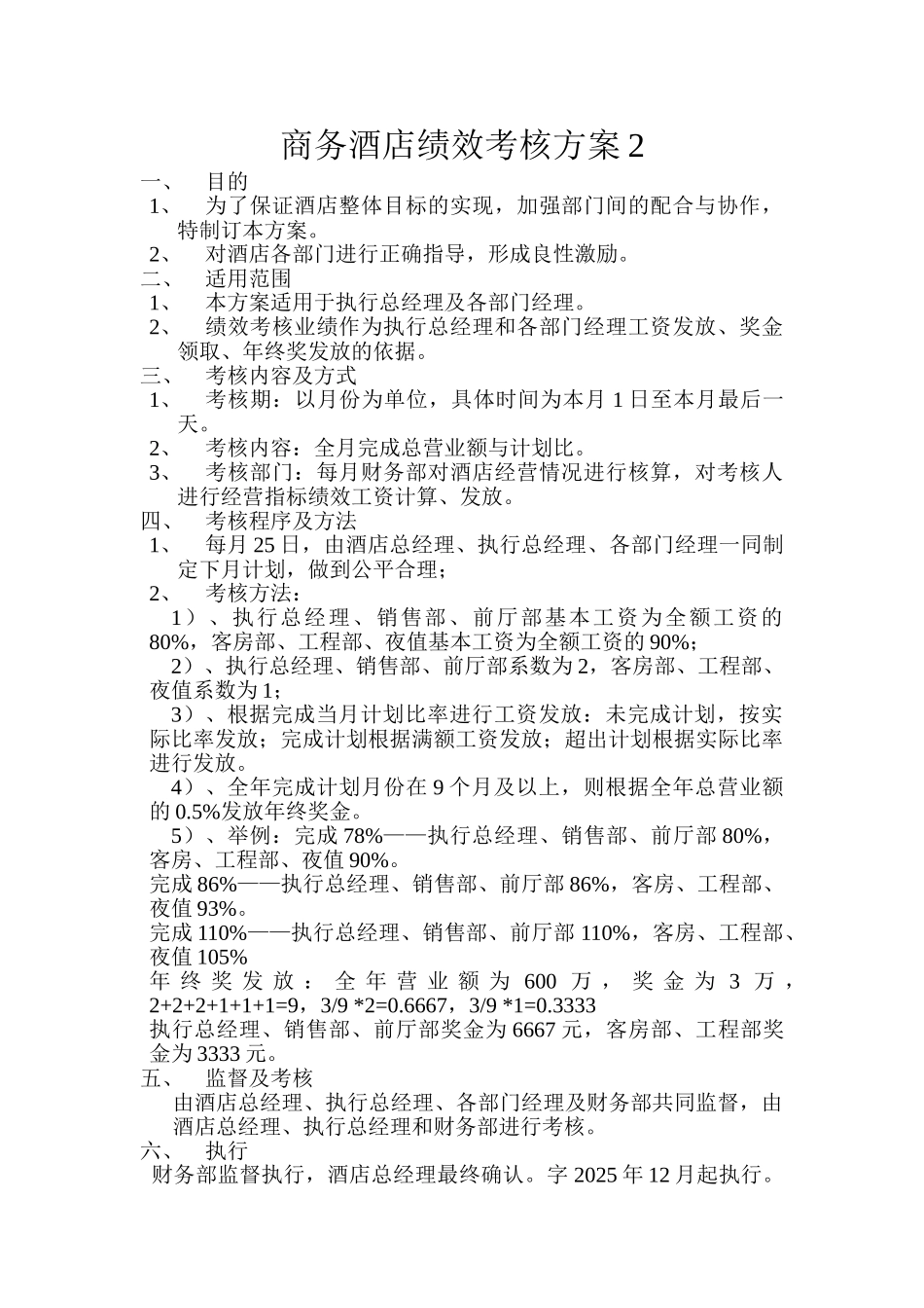 商务酒店绩效考核二202511_第1页