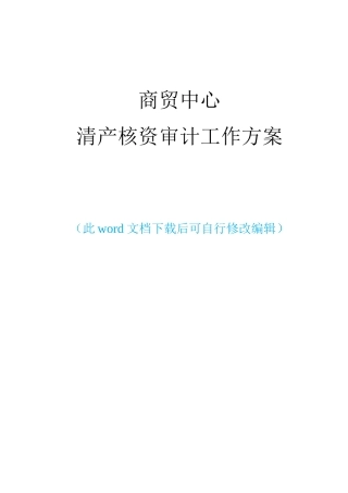 商贸公司清产核资审计总体实施方案