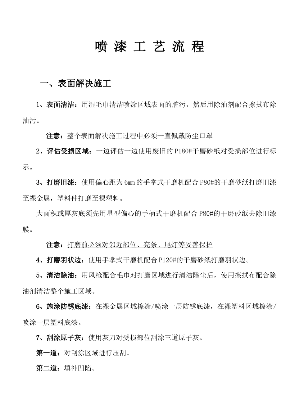 喷漆工艺流程_第1页