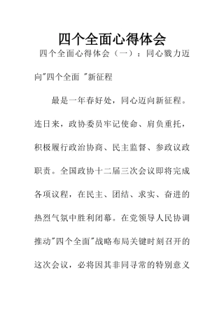 四个全面心得体会