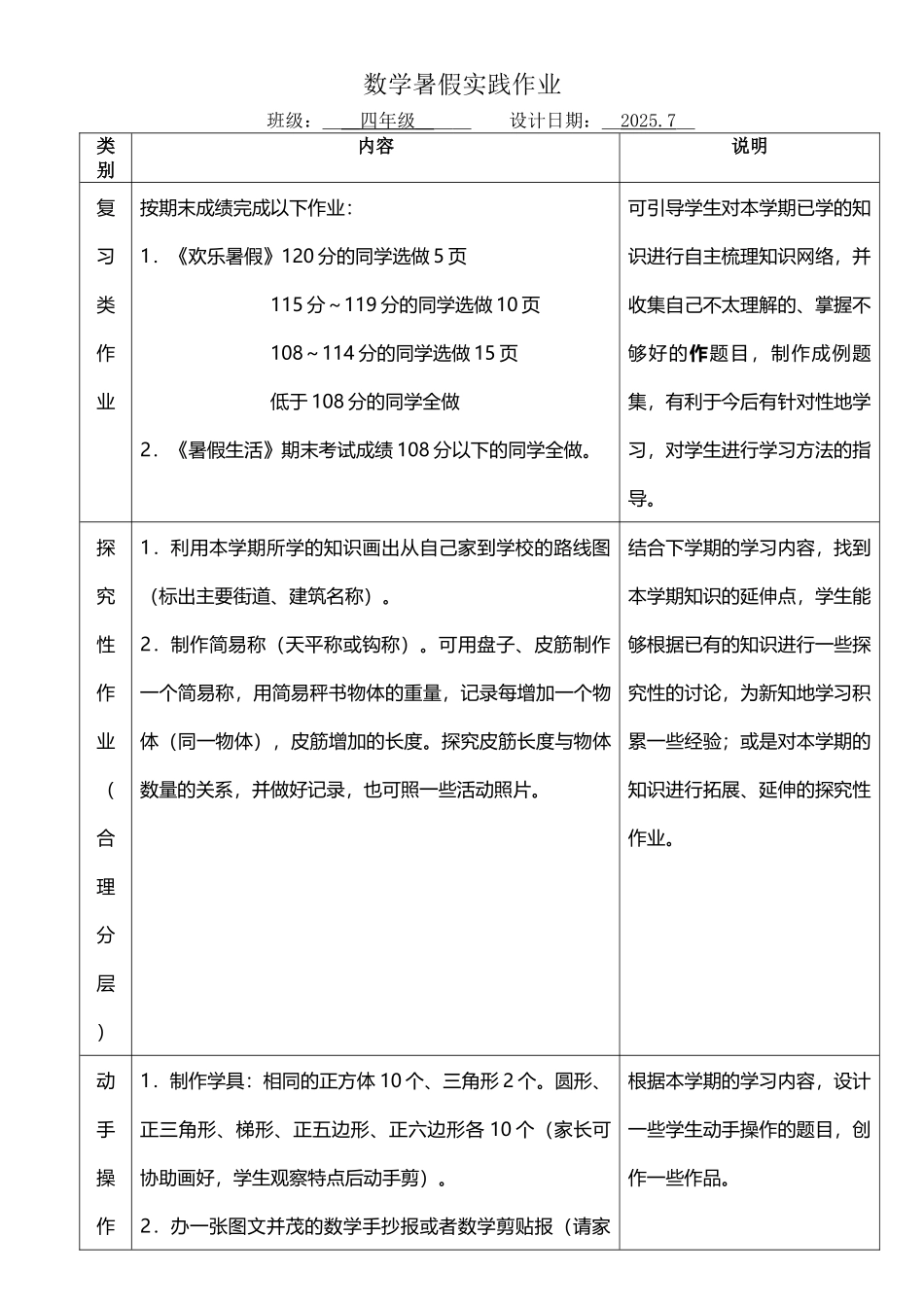四年级数学暑假作业设计_第2页