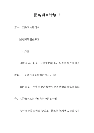 团购项目计划书