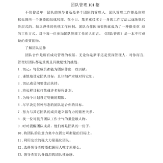 团队管理101招总结