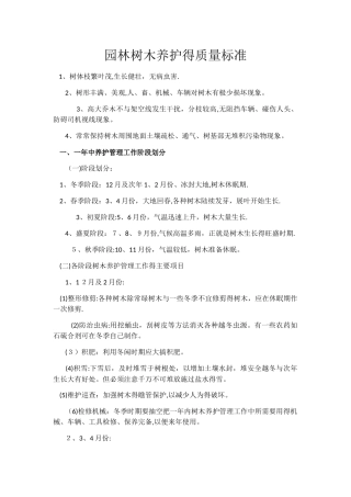 园林树木养护的质量标准