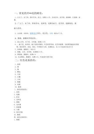 园林植物按花色观赏类型等分类总结