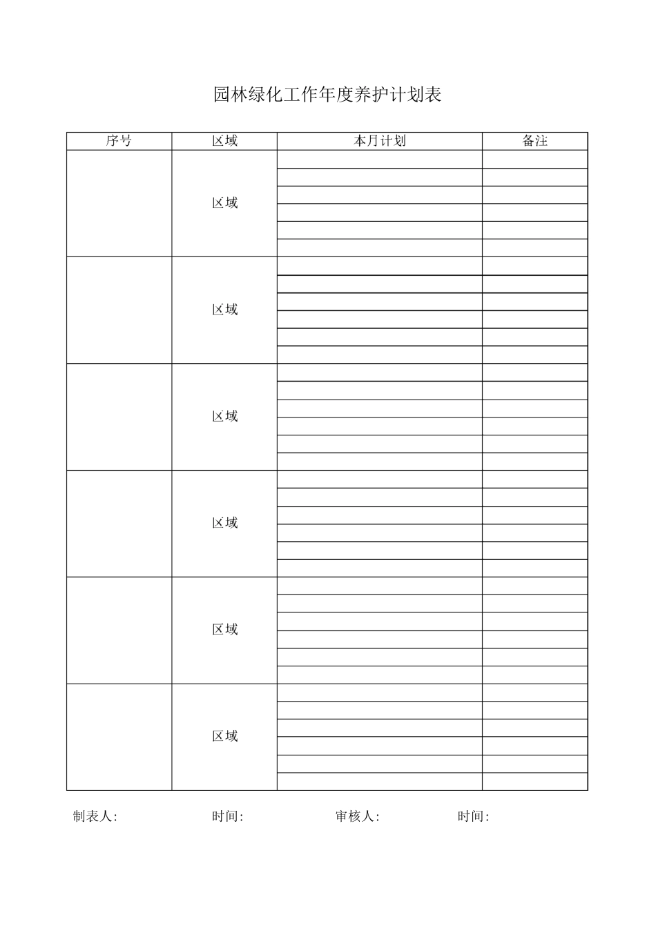 园林绿化工作度养护计划表_第1页