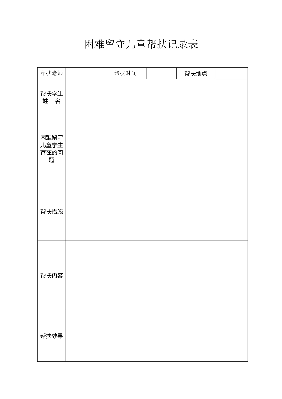 困难留守儿童帮扶记录表_第2页