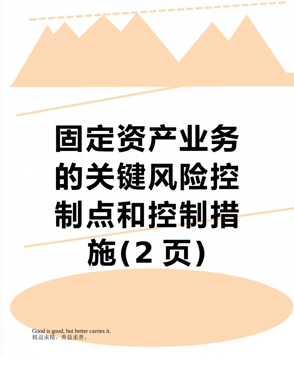 固定资产业务的关键风险控制点和控制措施_第1页