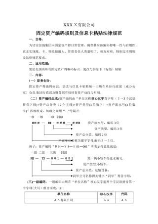 固定资产编码规则
