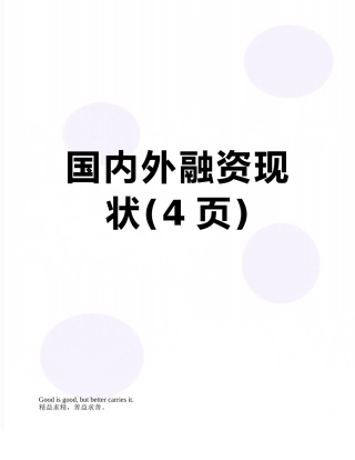 国内外融资现状