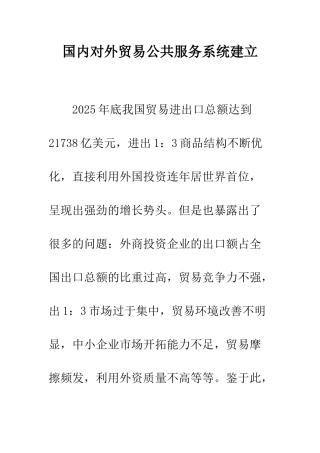 国内对外贸易公共服务系统建立