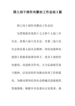 国土局干部作风整治工作总结3篇