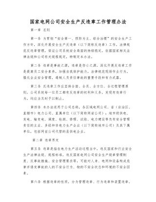 国家电网公司安全生产反违章工作管理办法