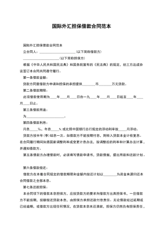 国际外汇担保借款合同范本