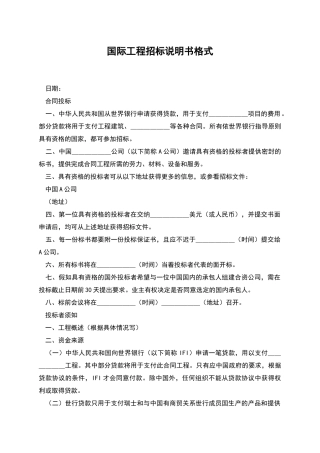 国际工程招标说明书格式