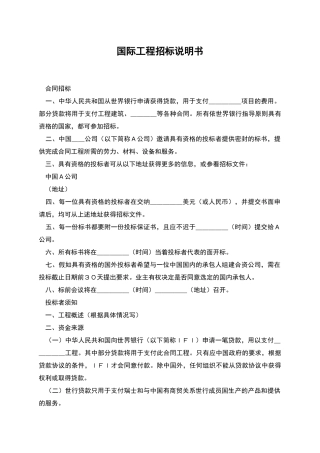 国际工程招标说明书