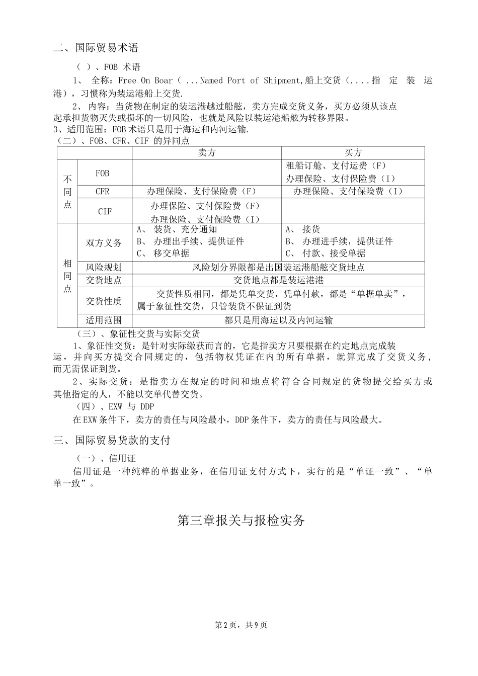 国际货运代理实务知识点总结_第2页