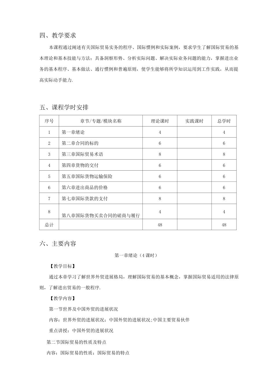 国际贸易实务教学大纲_第2页