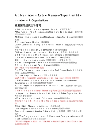 国际重要组织名称