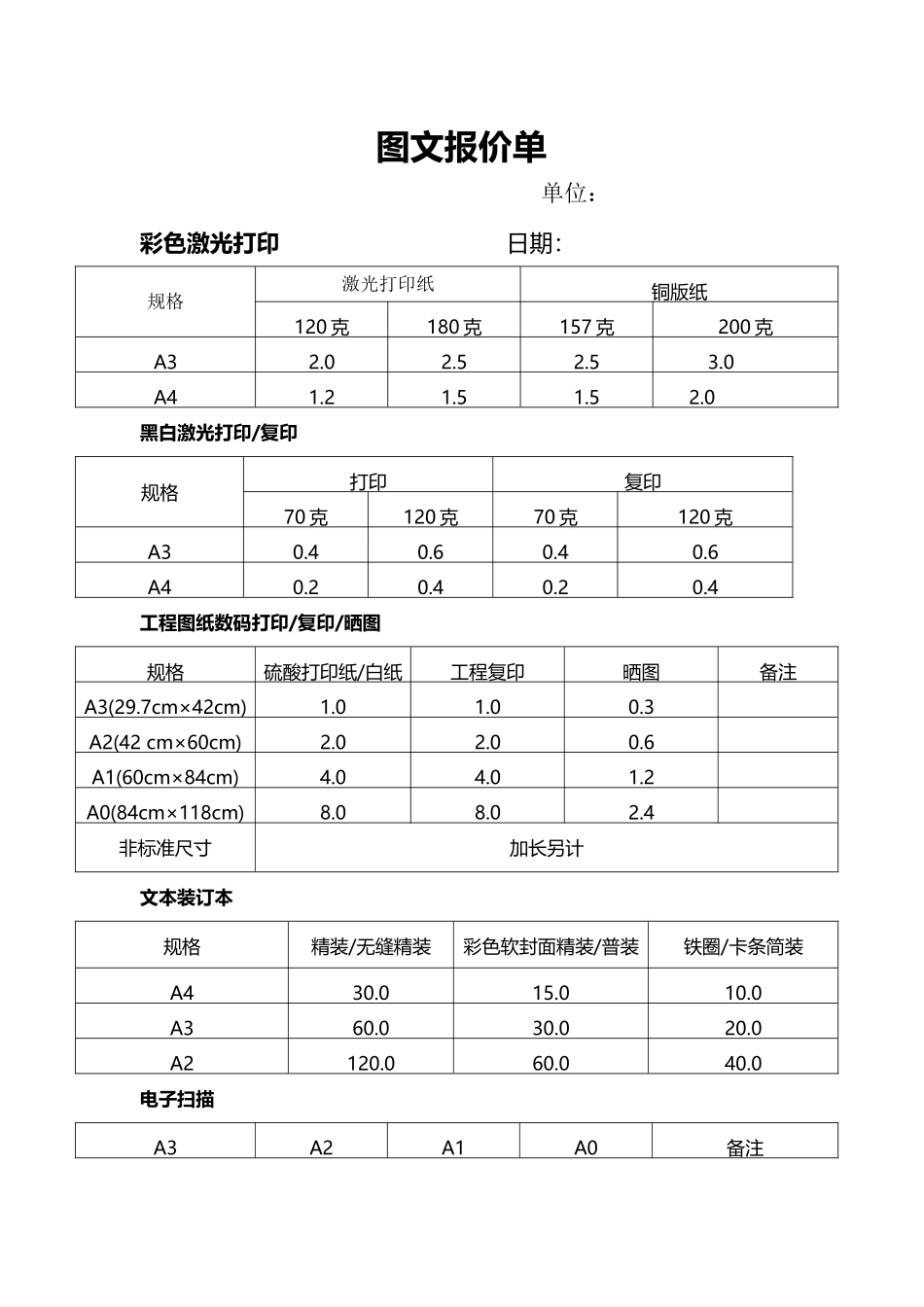 图文快印报价单_第2页
