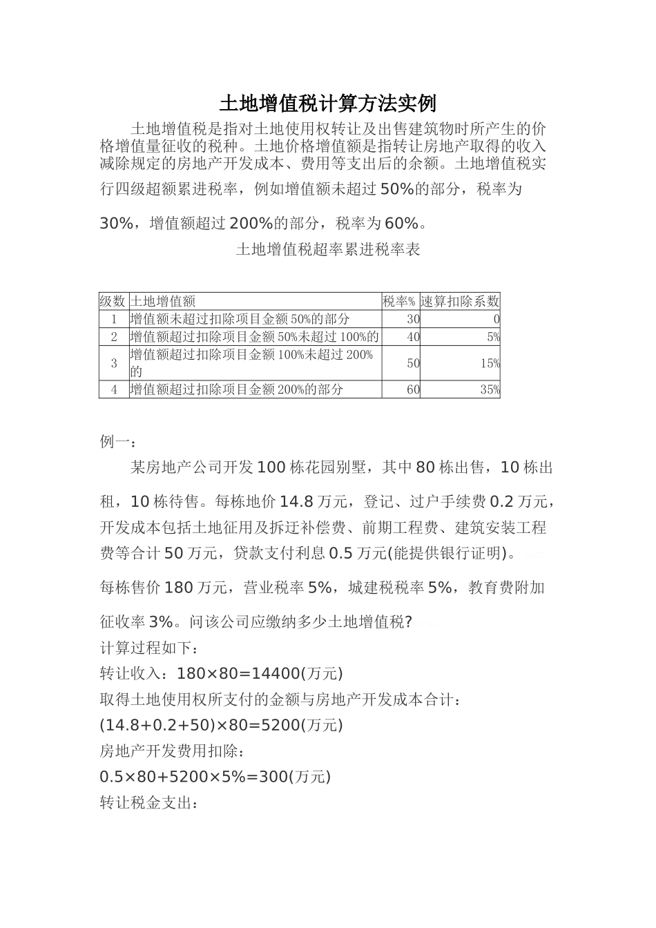 土地增值税计算方法实例_第1页