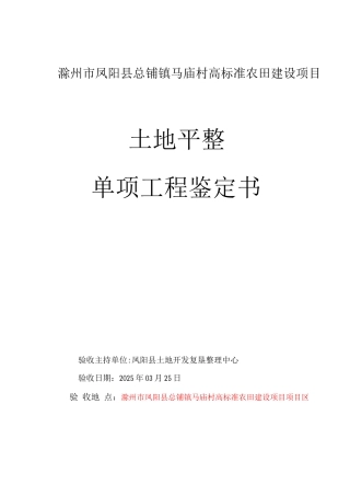 土地平整单项工程验收书
